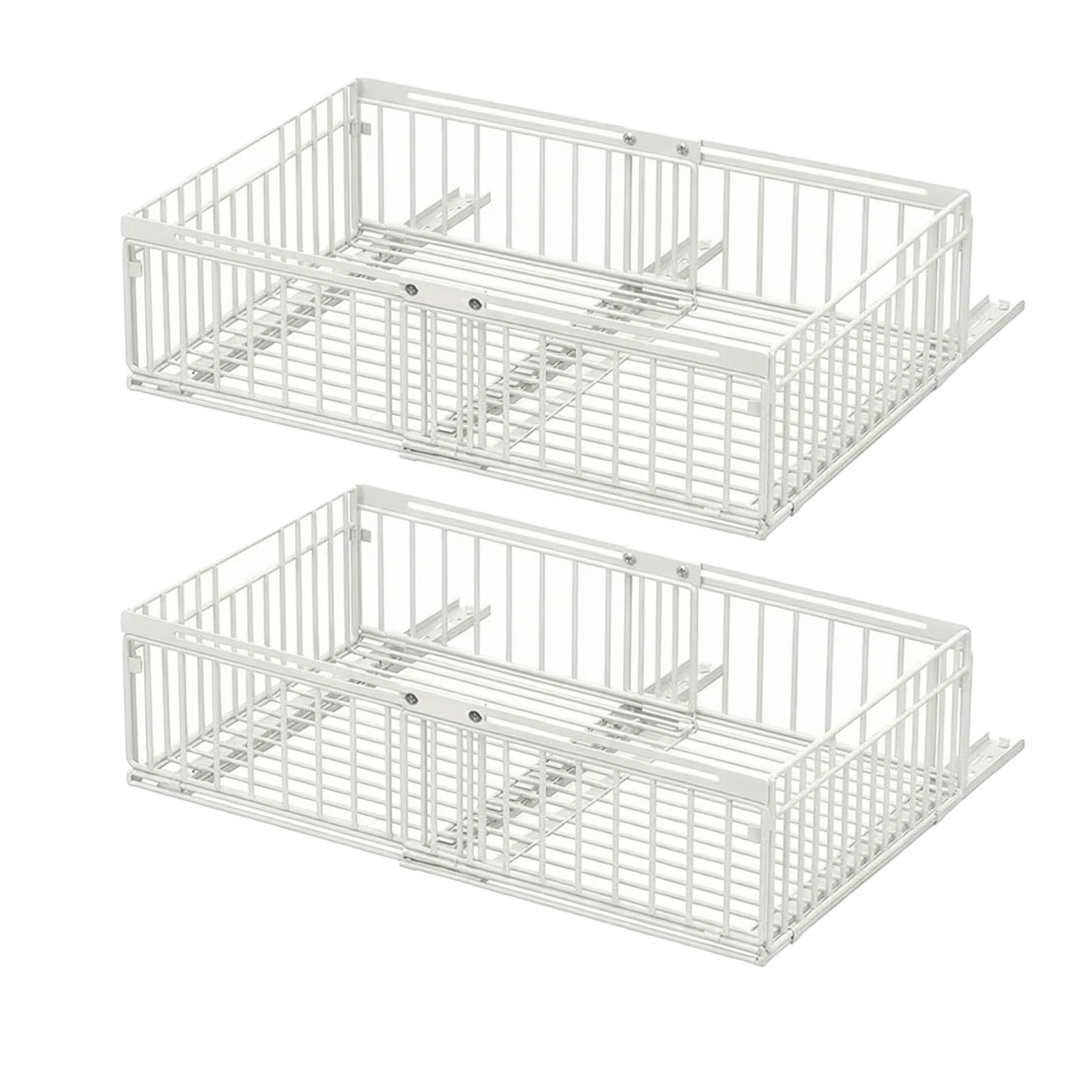 Ausziehbarer Schrankorganisator, Leises Gleiten, Einfache Installation, Weiß 2 Stück