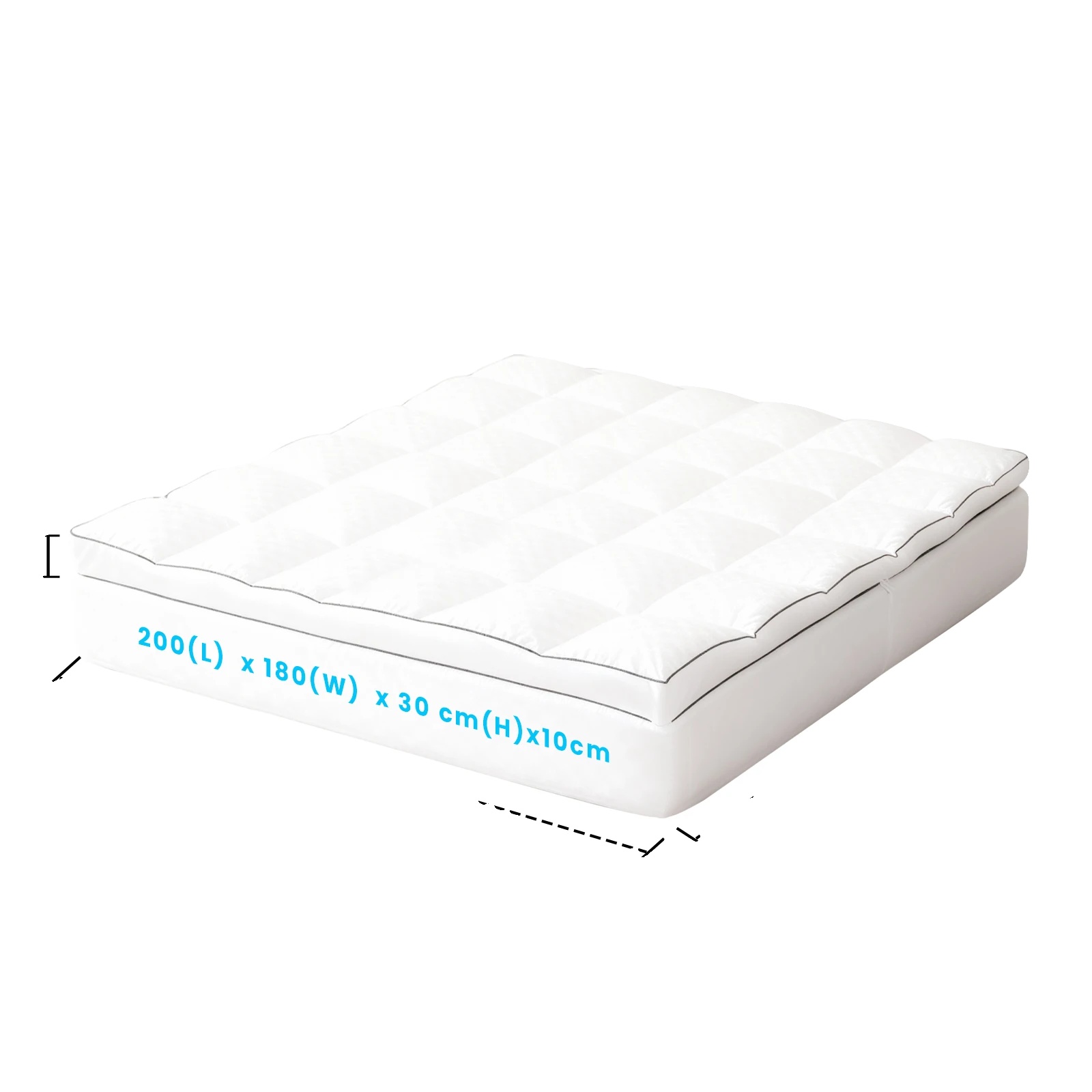 Matratzenauflage, Für Doppelbett, Gestepptes Mikrofaser, Hypoallergenes Design, 180x200cm