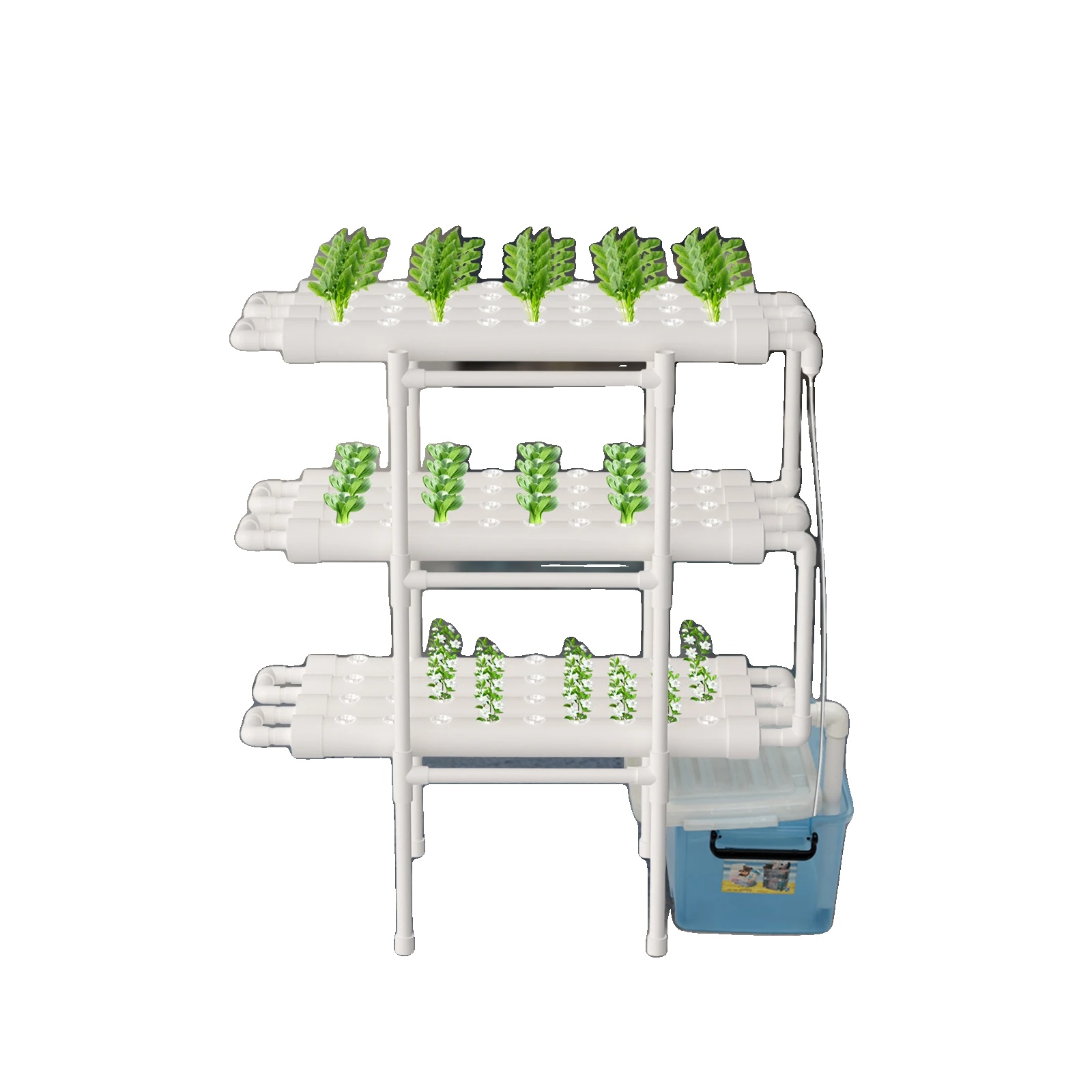 Hydroponisches Anbausystem, 3-stufiges Design, 108 Pflanzstandorte, Weiss