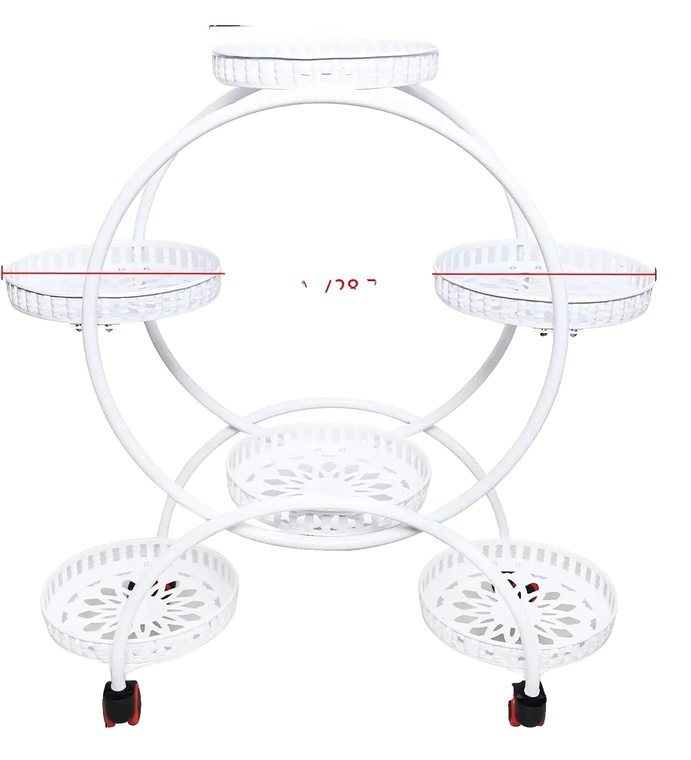 Anzeige-regal, 4-stufiges Design, Mobil Mit Rädern, Weiss