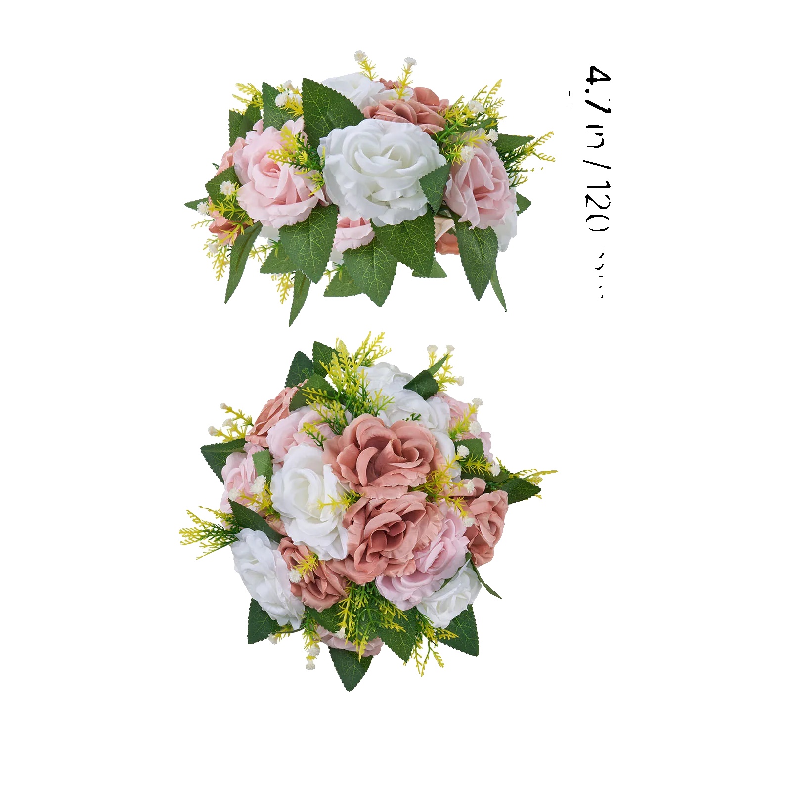 Künstliches Blumenarrangement, 10 Stück, Perfekt Für Hochzeiten Und Wohnkultur, Rosa Weiß 9.5inch