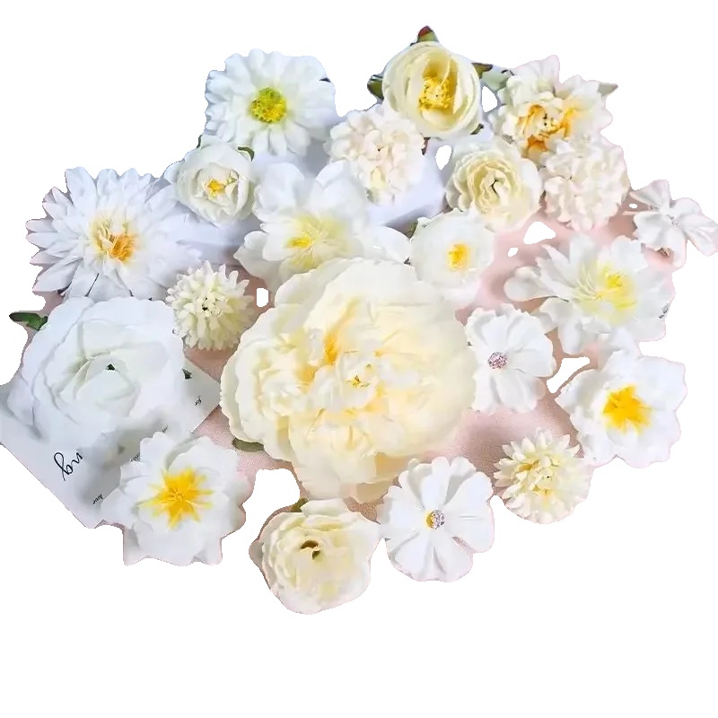 Künstliche Blumen, Seidenrosen, Innendekoration, 21 Stück Weiß