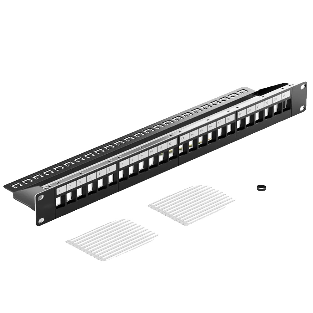 Patchpanel, 24 Ports, Kabelmanagement, Leeres Patchpanel