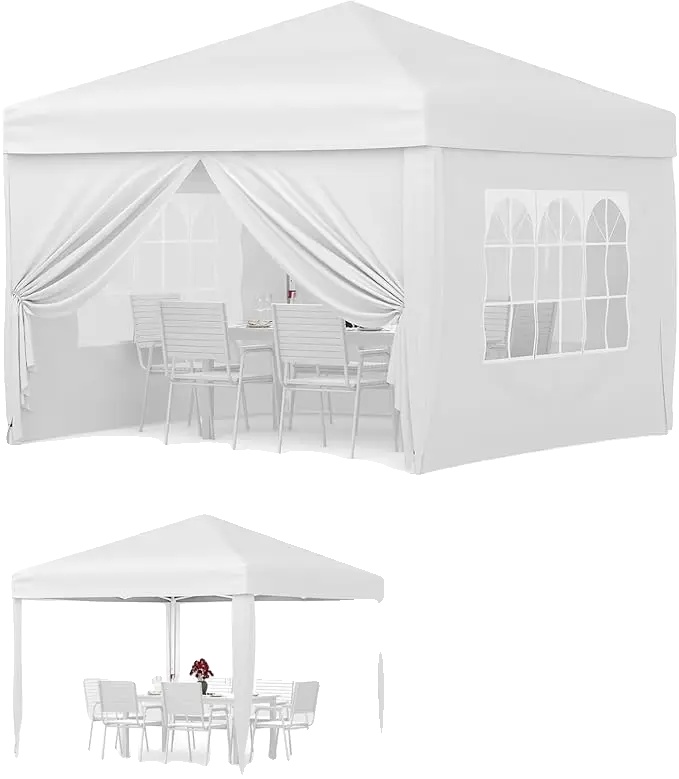 Pavillon, Wasserdichte Überdachung, Höhenverstellbar, Weiß