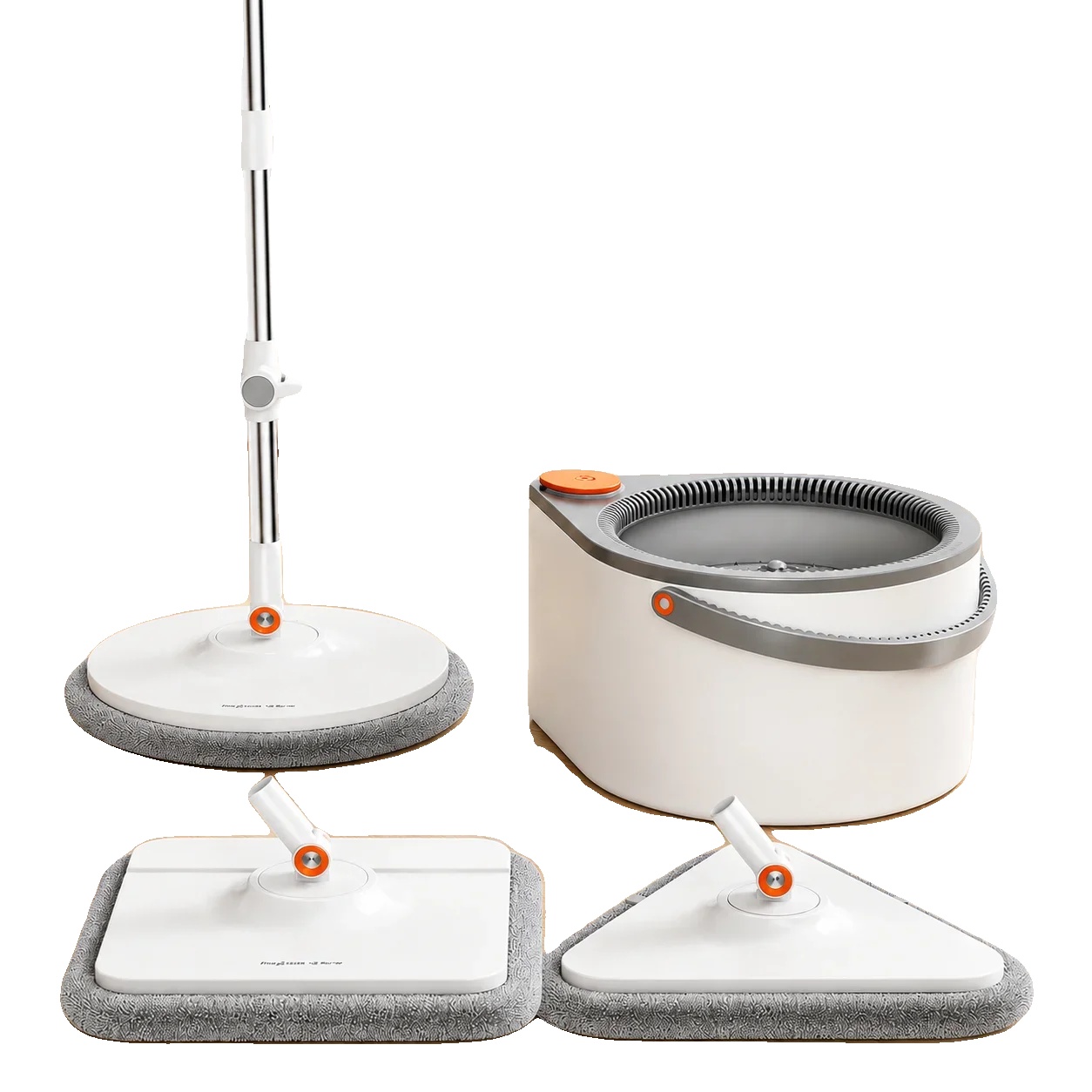 Wischmopp- Und Eimer-set, Mikrofaserstoff, Edelstahlstange, Polypropylen-moppkopf, 90° Faltbares Design, 6 Waschbare Pads