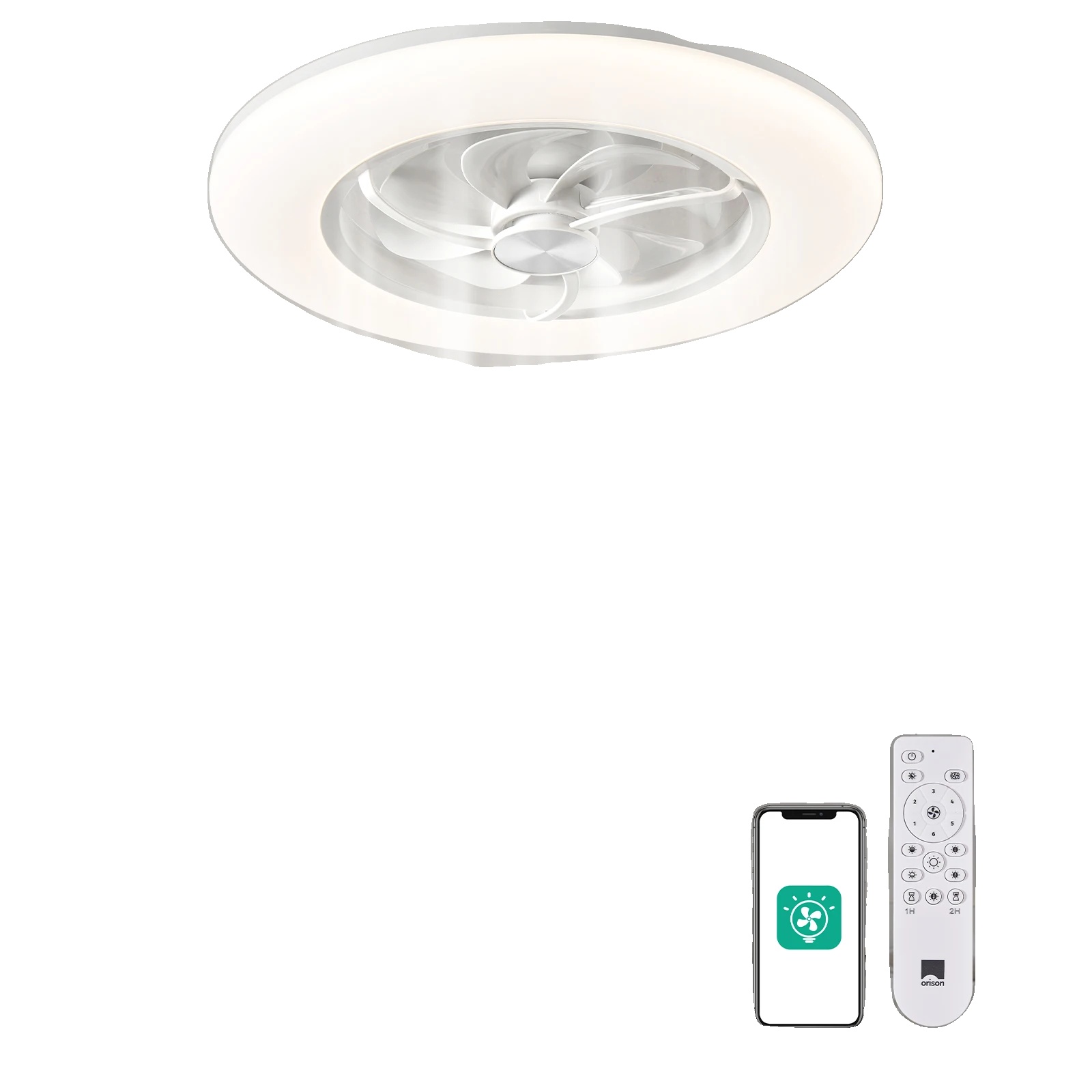 Deckenventilator, 22,4 Zoll Durchmesser, 7-blatt-design, 6 Geschwindigkeitsstufen, Ac-stromquelle, Dimmbares Led-licht