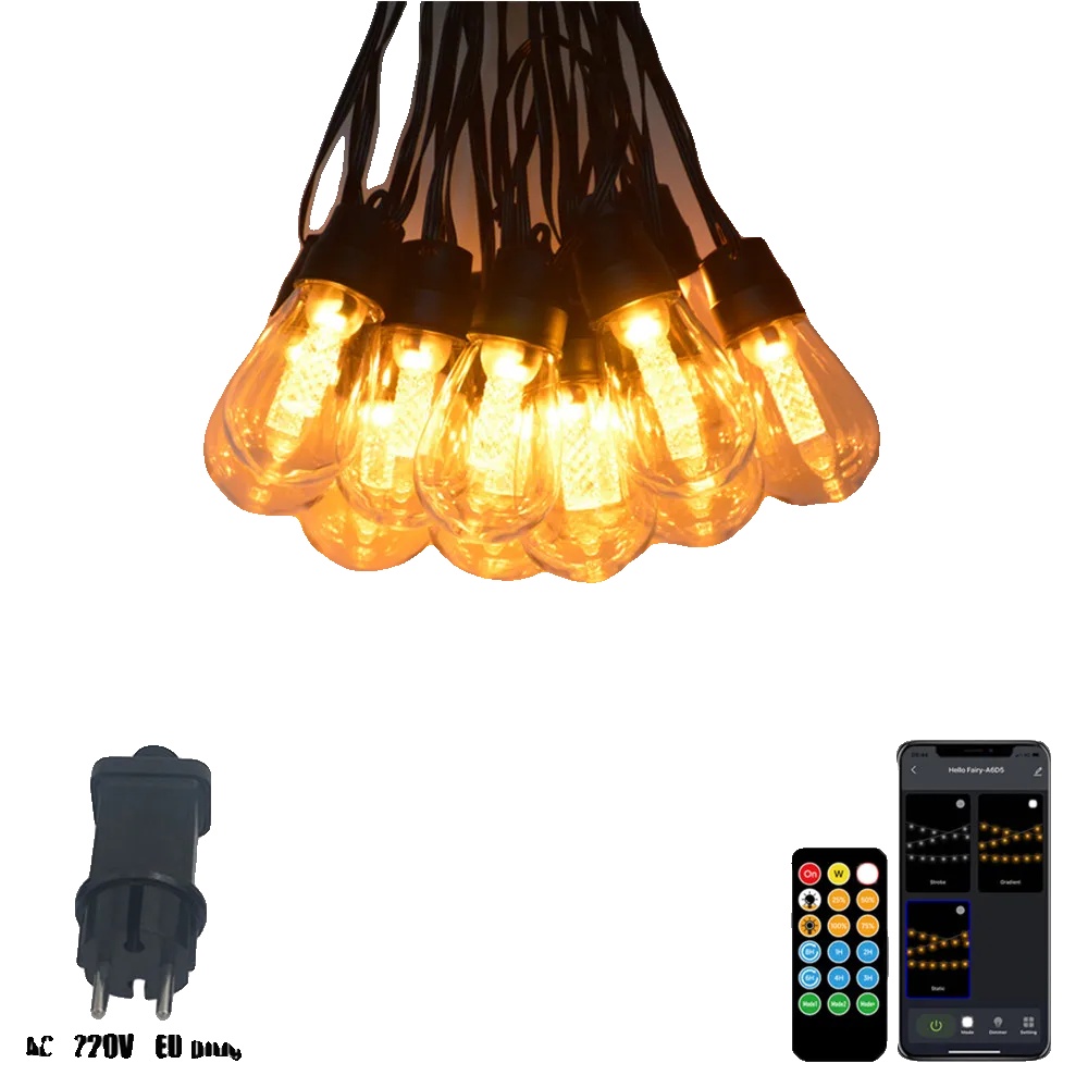 Außen-lichterketten, Fernbedienung, Einstellbare Helligkeit, Warmweiß-a, Eu-stecker-a, 26m 50lampen