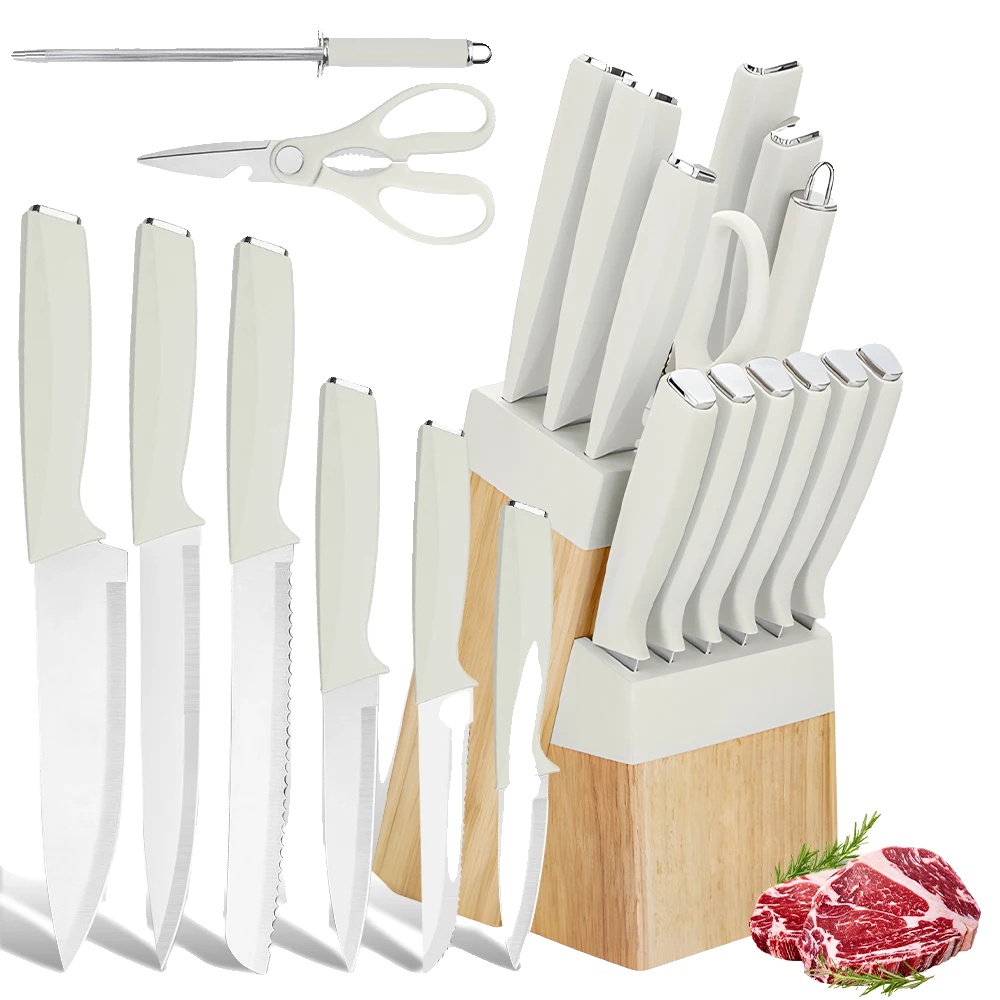 Küchenmesser-set, 14 Teile, Ergonomisches Design, Weiss