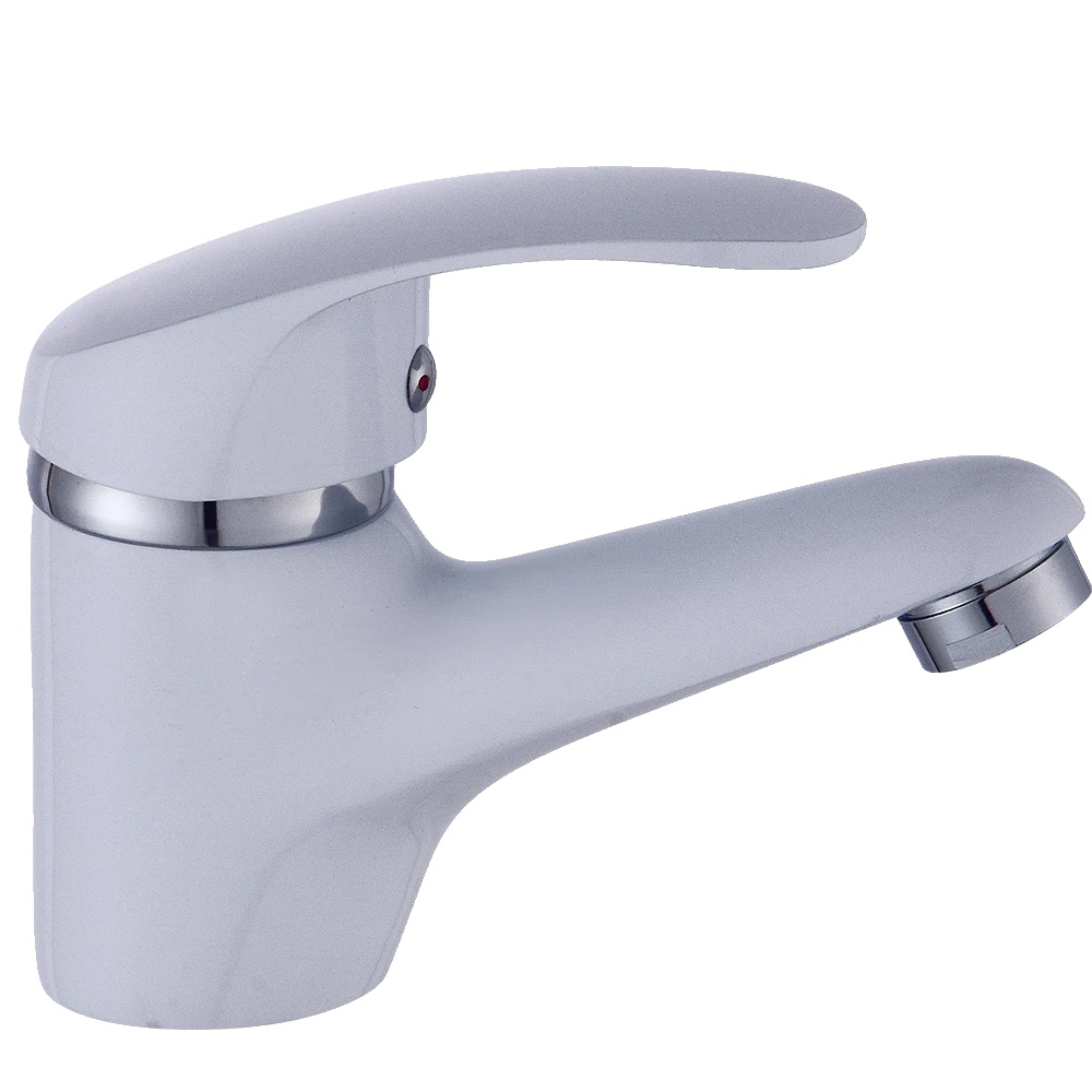 Waschtischarmatur, Einhebel-design, Robuste Messingkonstruktion, Weiss, Messing