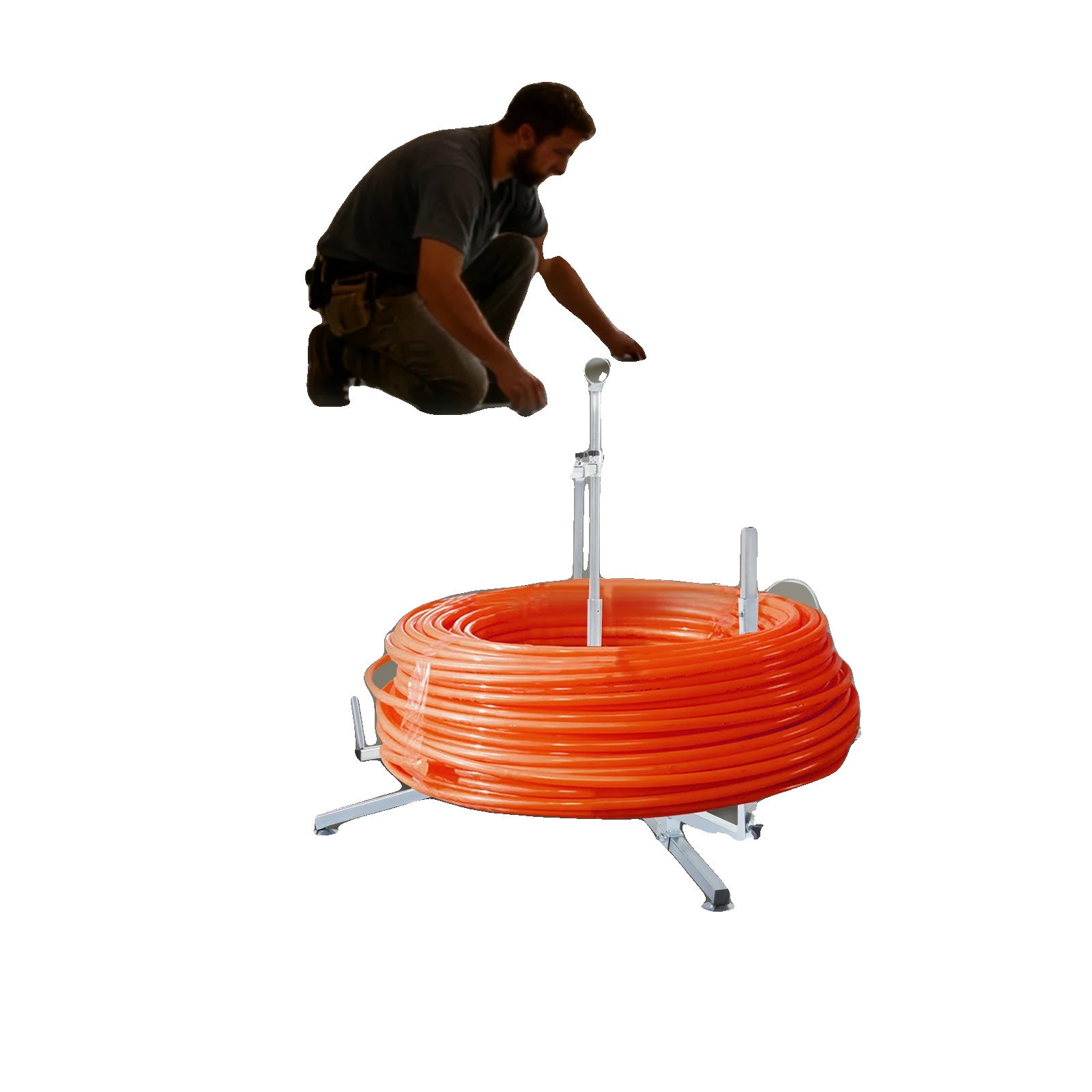 Rohrwickelspender, Eisenmaterial, Verstellbare Höhe 75-100 Cm, Maximaler Durchmesser Der Spule 1 M, Anwendbare Maximale Rohrlänge 600 M, Maximale