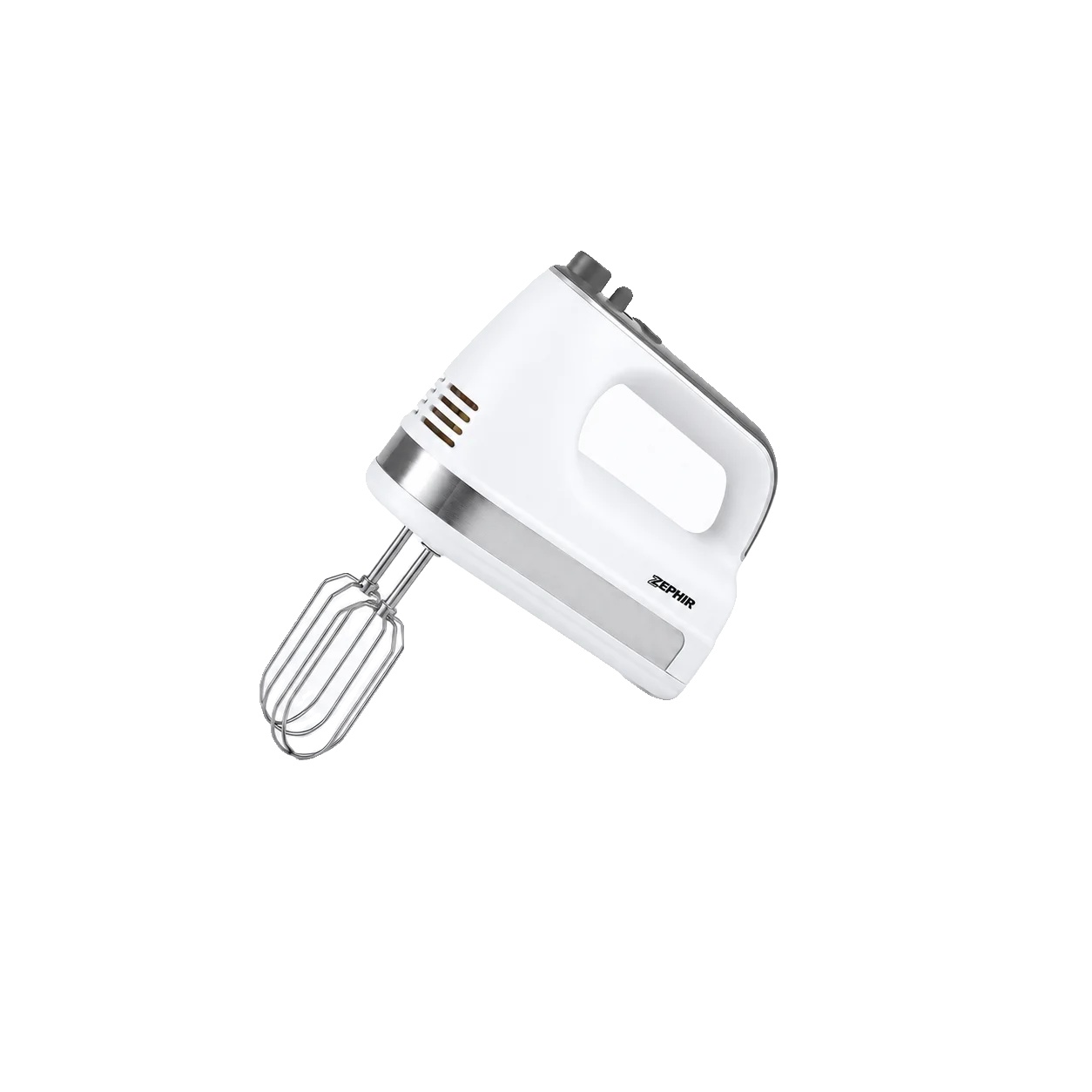 Elektrischer Handmixer, 5 Geschwindigkeitsstufen Turbo, Edelstahlquirle, Weiss