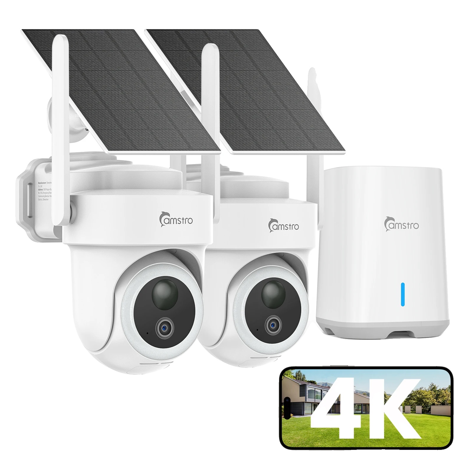 Drahtlose Sicherheitskamera, 8mp Auflösung, 360° Panoramaansicht, 4k Video-fähigkeit, Ip66 Wasserdicht, Dual-licht-design