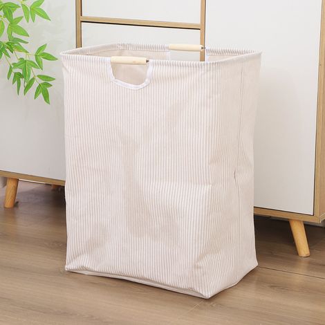 X Tragbarer, Faltbarer Und Wasserabweisender Aufbewahrungskorb Aus Stoff, Ideal Fürs Badezimmer (wäschekorb) — Weiß (40 X 27 X 53 Cm)