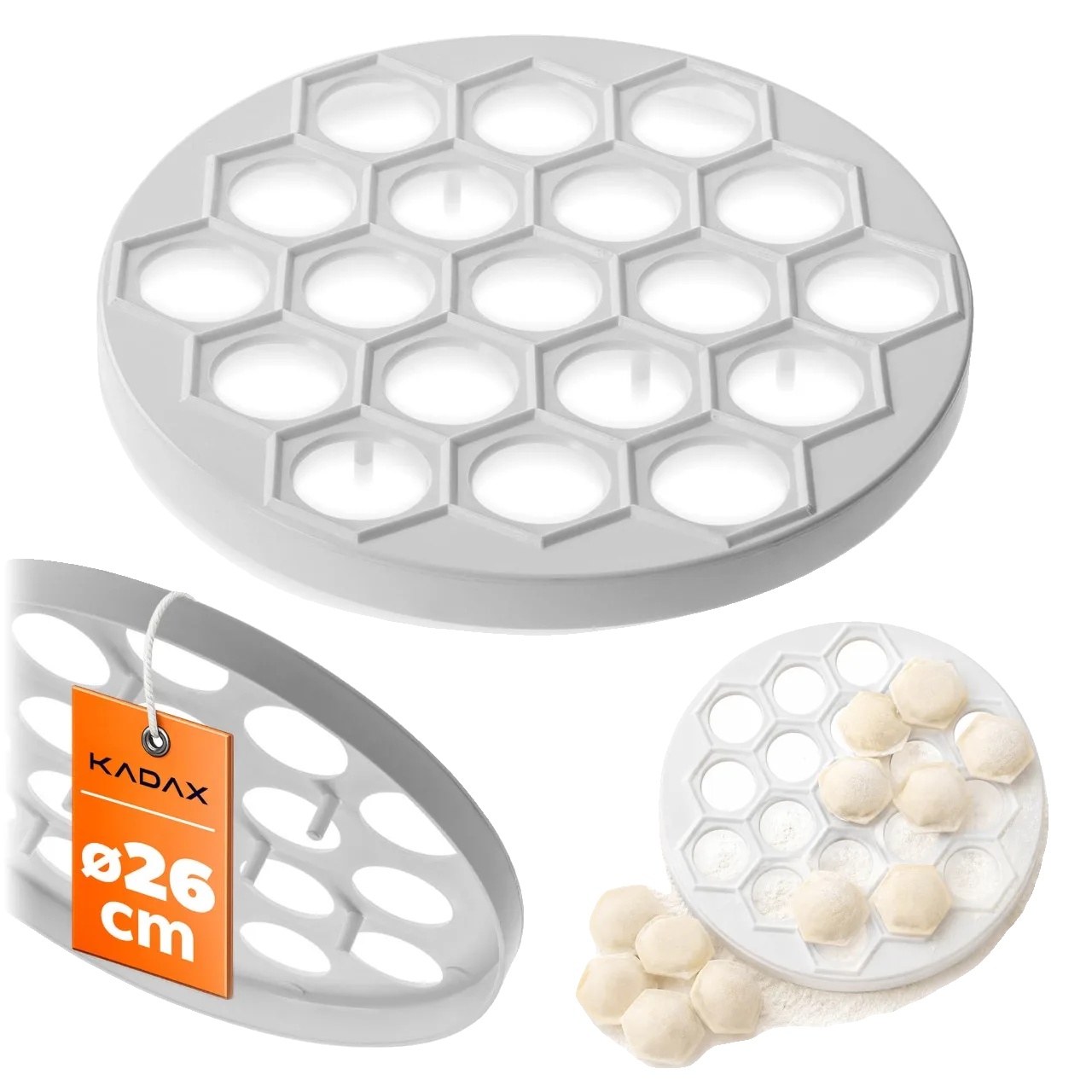 Teigtaschenform, 19 Löcher, Leichtes Kunststoffdesign, Weiss