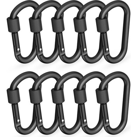 Karabiner (10er-pack) – Maximale Traglast: 30 Kg – Stärke: 8 Mm – Verriegelungsmechanismus – Aluminium