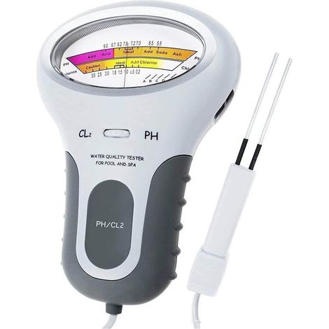 2-in-1-pooltester – Grau – Elektronisches Ph- Und Chlormessgerät – Wassertester Für Schwimmbäder Und Whirlpools