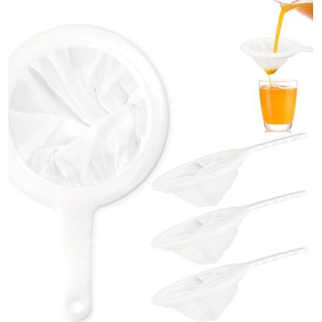 Set Mit 4 Feinmaschigen Saftsieben – Weiß – 100/200/300/400 Mesh – Nylonfilter