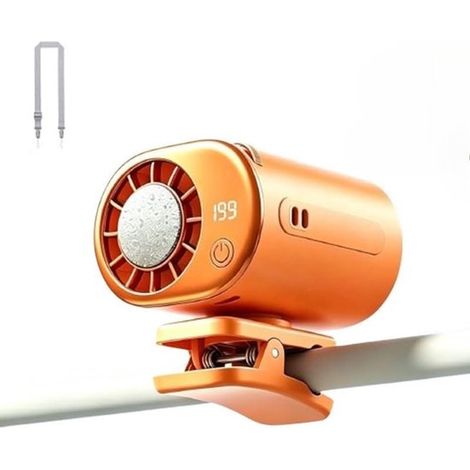 Mini-clip-ventilator – Orange – Autoventilator Mit Led-anzeige – Wiederaufladbarer Tragbarer Ventilator