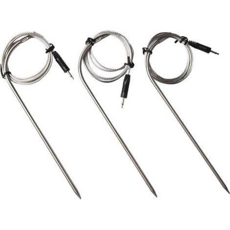 Set Mit 3 Ersatzfühlern Für Fleischthermometer – Temperaturfühler Aus Edelstahl Mit 100 Cm Kabel – Silber