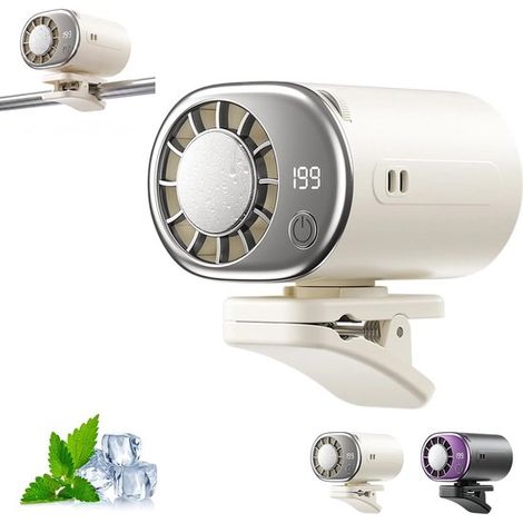 Mini-clip-ventilator – Weiß – Autoventilator Mit Led-anzeige – Wiederaufladbarer Tragbarer Ventilator