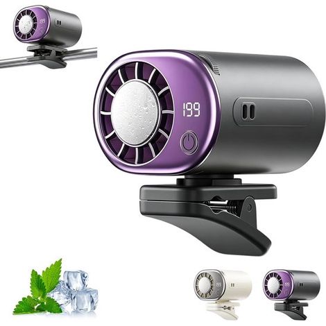 Mini-clip-ventilator – Grau – Autoventilator Mit Led-anzeige – Wiederaufladbarer Tragbarer Ventilator