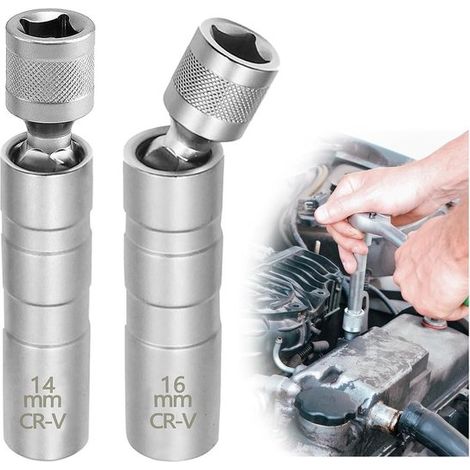 2-teiliger Zündkerzenschlüssel – 14 Mm Und 16 Mm – Zündkerzensteckschlüssel – Universeller Und Flexibler Magnetischer Zündkerzenschlüssel