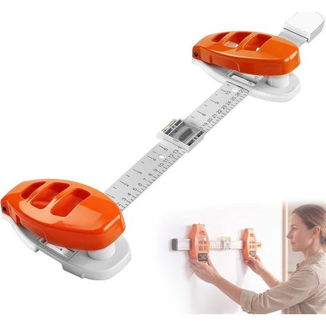 Bilderaufhängehilfe Mit Wasserwaage – Integriertes 47,5-cm-maßband Und Magnetischer Schieber – Orange/weiß