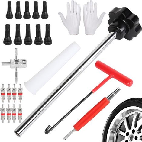 Reifenventil-reparaturset – 24-teilig – Schwarz – Ventilauszieher Und Ventilschlüssel – Ersetzt Tr413- Und Tr414-schlauchlosventile