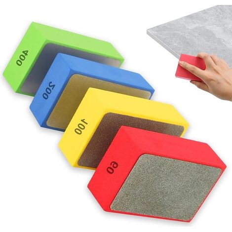 Diamantpolierblock – 4 Körnungen (60/100/200/400) – Schleifblock – Schleifpapier