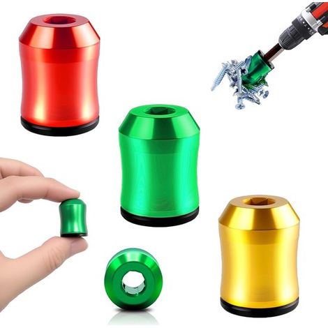 Set Mit 3 Magnetischen Schraubenringen – Universalmagnet Für 6,35-mm-sechskantbits – Rot, Grün Und Gold