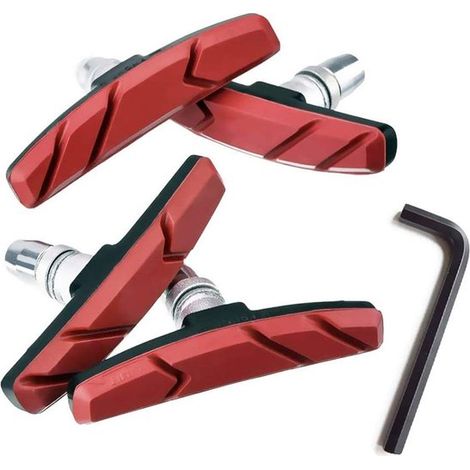 2 Paar Fahrradbremsbeläge – Rot – V-brake-bremsbeläge – Strapazierfähiges Gummi Und Aluminium