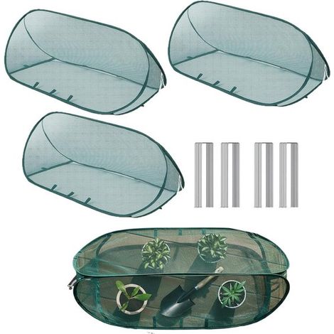 Set Mit 4 Faltbaren Pflanzenschutznetzen Inklusive Stäben – 99 × 40 × 40 Cm – Schutznetz – Faltbares Gewächshaus