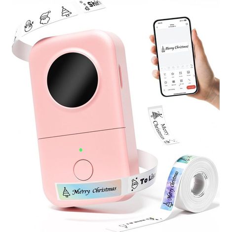 Etikettendrucker Mit 1 Papierrolle – Rosa – Etikettendrucker – Tragbarer Thermodrucker