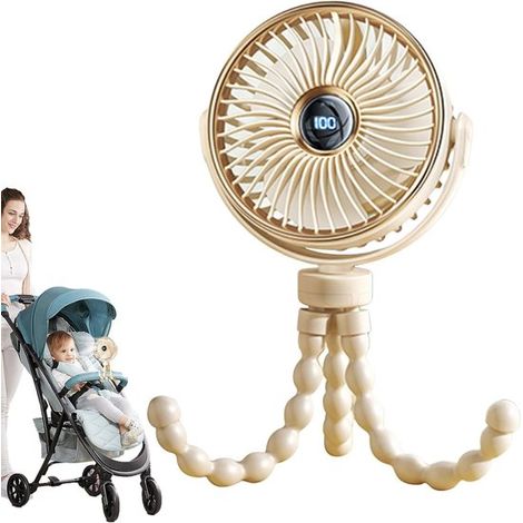 Luxus-kinderwagenventilator – Beige – 2000 Mah – 5 Geschwindigkeitsstufen