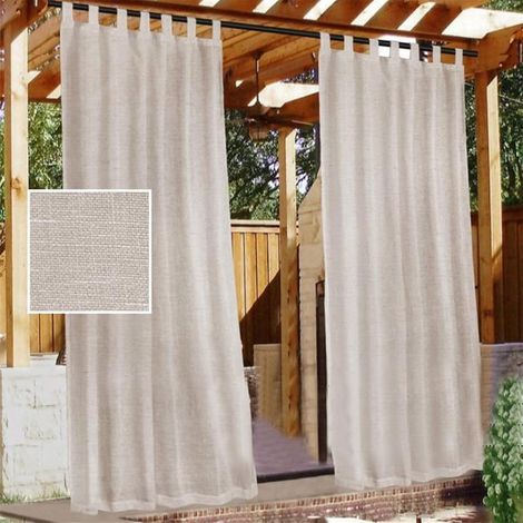 Luxuriöse Outdoor-vorhänge In Leinenoptik – 2er-set – Xxl 132 X 274 Cm – Klettverschluss – Licht- Und Blickdicht