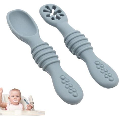 Baby-trainingslöffel – 2 Stück – Silikonlöffel – Blau