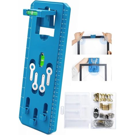 Deluxe-bilderrahmen-aufhängeset – 87 Teile – 30,5 Cm Ausziehbares Lineal – Blau