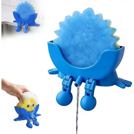 Selbstreinigender Schwammhalter – 15,2 X 8,6 X 6 Cm – Blau – Kompatibel Mit Scrub Daddy – Spülbecken-organizer Mit Abflusssystem