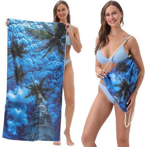 Mikrofaser-strandtuch Mit Maritimem Muster – 80 X 160 Cm – Faltbares Strandtuch Mit Integrierter Tragetasche Für Strand Und Pool