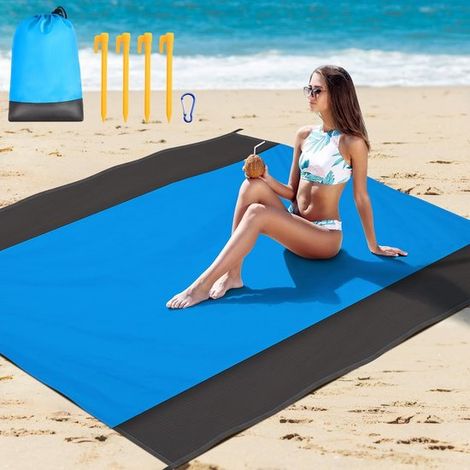 Blaue Stranddecke – 200 X 210 Cm – Sandabweisende Und Sanddichte Strandmatte