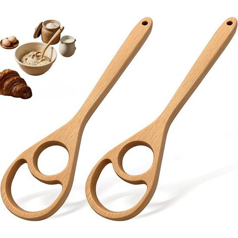 Set Mit 2 Dänischen Teigknetmaschinen Aus Holz – 32 Cm – Braun – Professionelle Teigknetmaschine – Für Sauerteig Und Brot