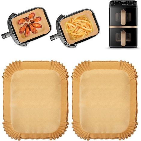 Backpapier Für Heißluftfritteusen – Kompatibel Mit Philips 10-liter-doppelkorb Und Ninja Af400 Modellen – 21 X 17 Cm – Braun