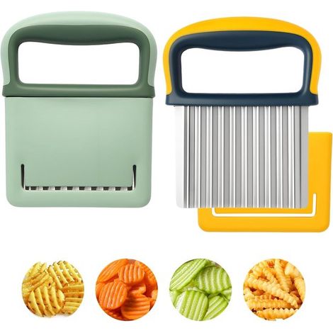 Multifunktionales, Gezahntes Küchenmesser – 2er-set – Wellenklinge – Kartoffelschneider