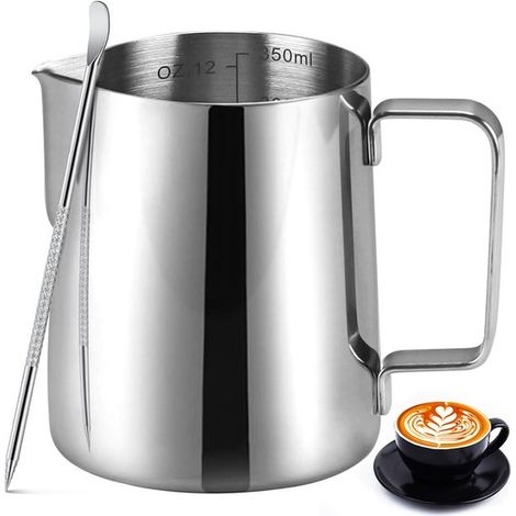 Milchkännchen Aus Edelstahl – 350 Ml – Silber – Ausgießer – Kleines Milchkännchen