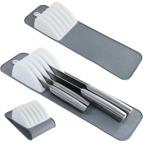 2er-set Messerhalter Mit Je Fünf Schlitzen Für Schubladen – 38 X 10 X 5,5 Cm – Klappbarer Messerblock – Rutschfester Messerorganizer