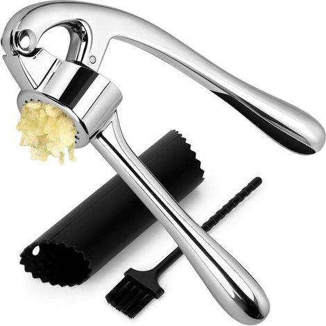 Knoblauchpresse – 3er-set – Hochwertige Knoblauchpresse Aus Zinklegierung (17 Cm) – Silber – Spülmaschinenfest