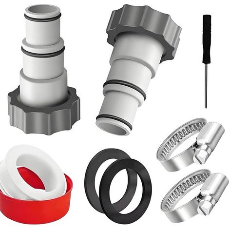 Poolschlauchadapter Kompatibel Mit Intex-adapter A – 2 Stück – 32 Mm Auf 38 Mm – Grau