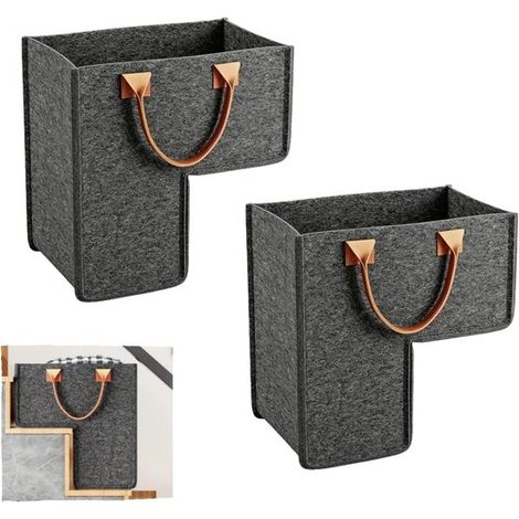 Set Aus 2 L-förmigen, Faltbaren Treppenkörben Aus Filz Mit Griffen. Ideal Zur Aufbewahrung Von Wäsche, Spielzeug Und Anderen Dekoartikeln. Maße: 42 X 42 X 25 Cm.