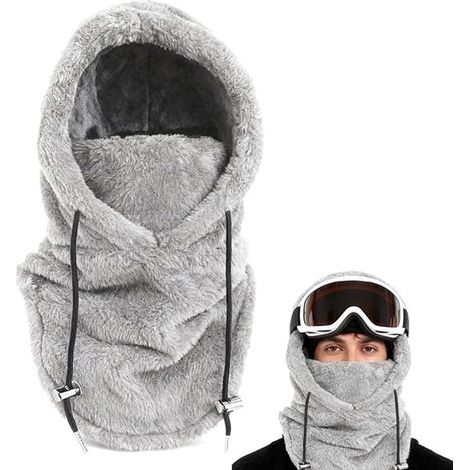 3-in-1 Mütze, Schal Und Gesichtsmaske – Grau – Fleecemütze – Winddicht