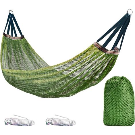 Hängematte – 260 X 130 Cm – Maximale Belastung: 150 Kg – Reisehängematte Für Camping – Hängematte Aus Eisseidennetz